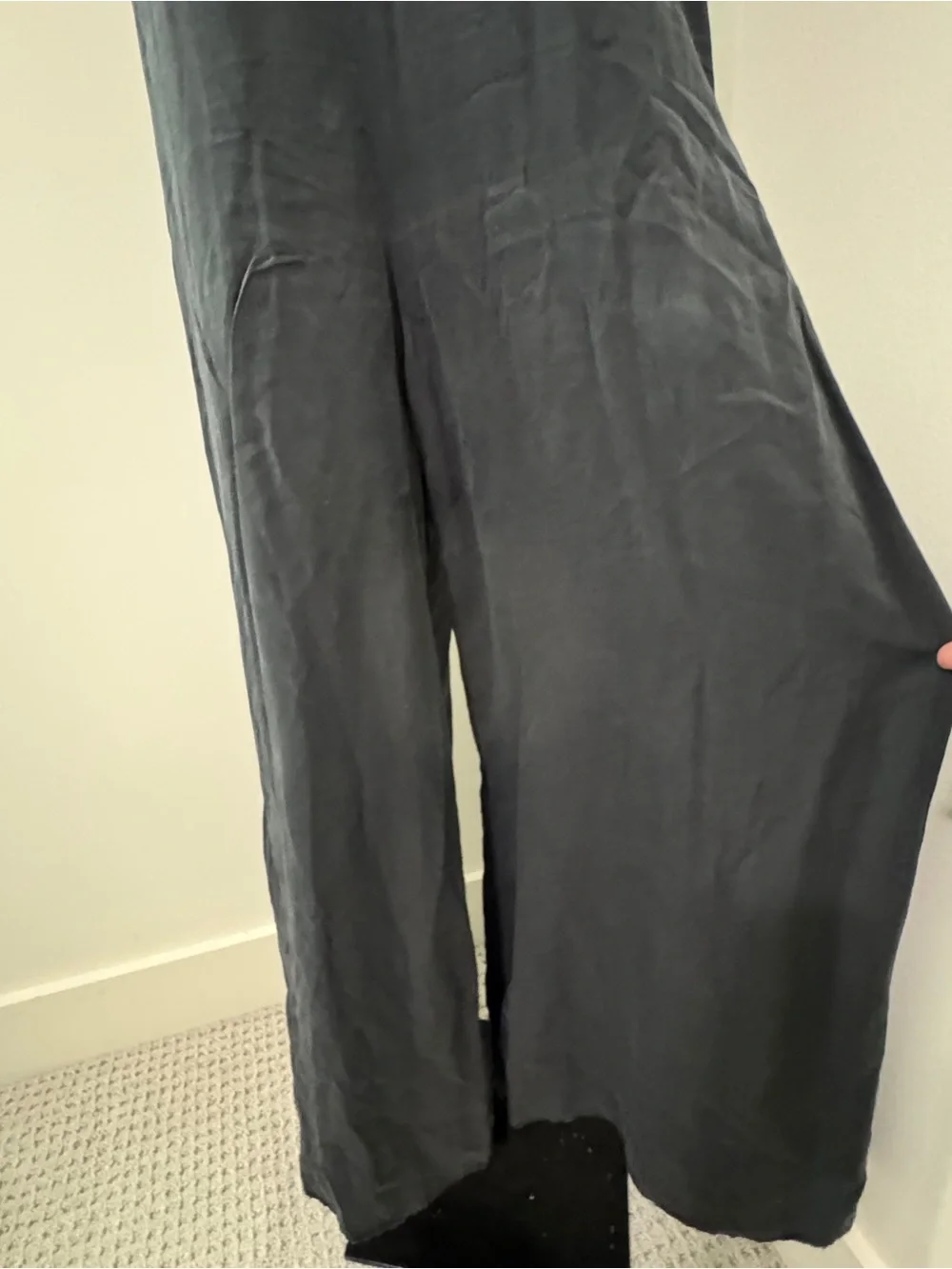 Bella Dahl Small Charcoal Sleeveless High Neck Wide Leg Jumpsuit